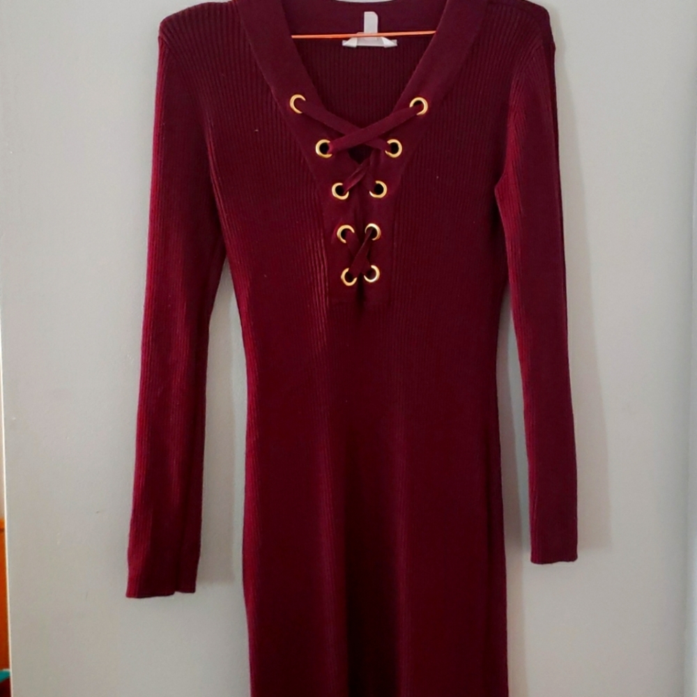 Burgandy sweater dress